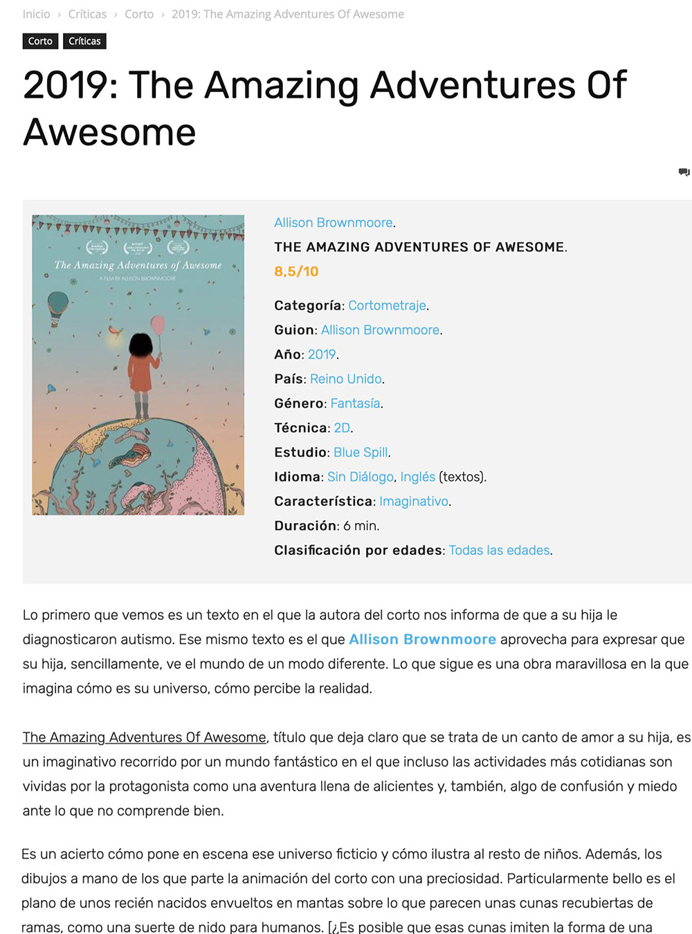 Allison Brownmoore The Amazing Adventures of Awesome Animacion Paraadultos Review thumbnail