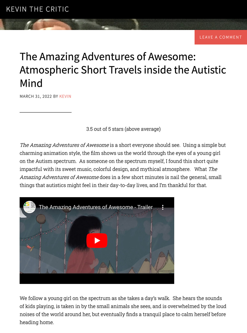 Allison Brownmoore The Amazing Adventures of Awesome Kevin the Critic review thumbnail