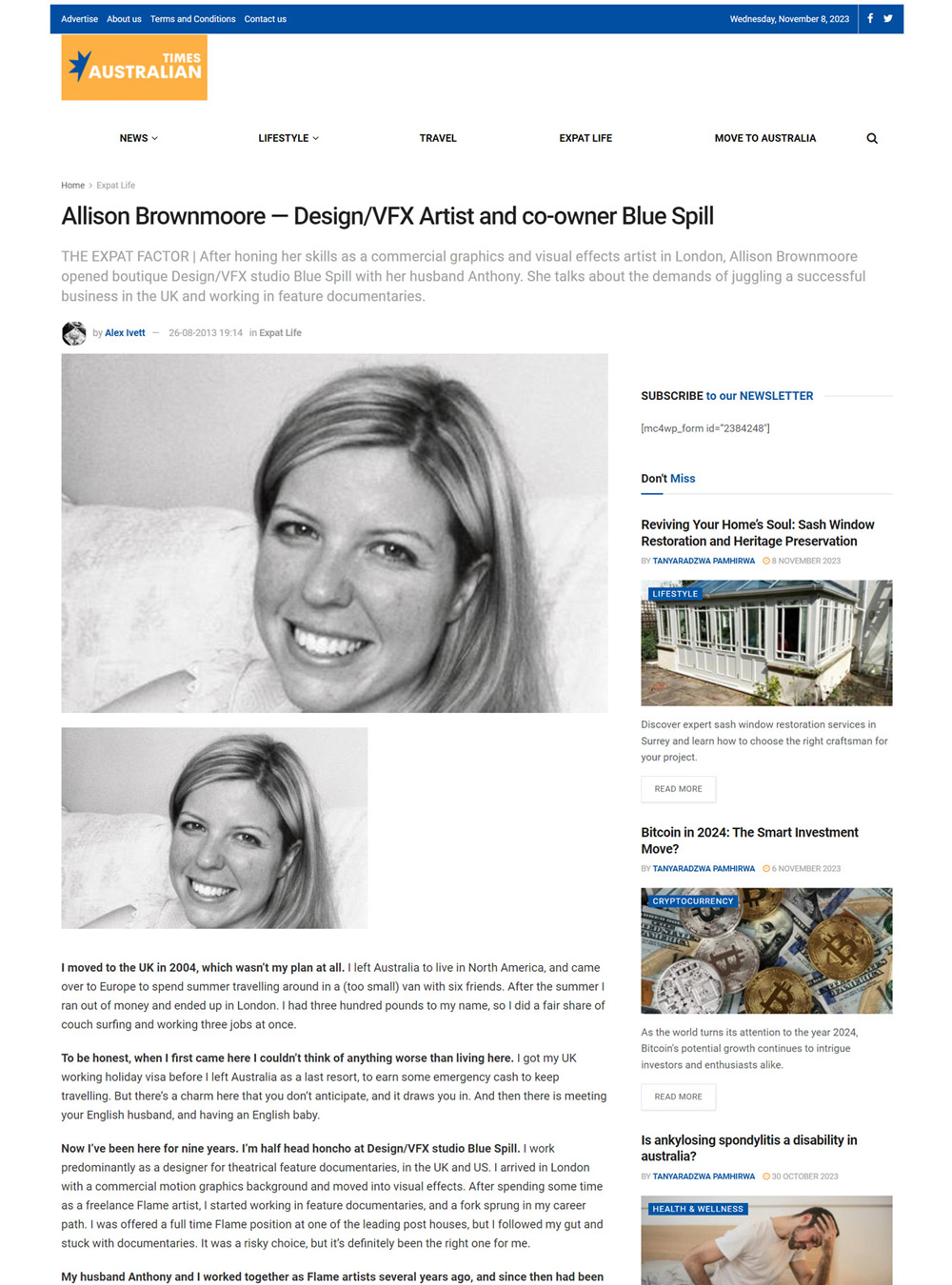 Allison Brownmoore Australian Times Thumbnail